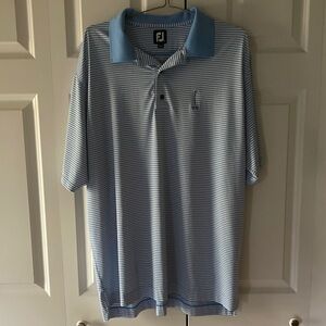FootJoy FJ mens XL polo blue white striped golf Omaha Country club logo